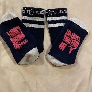 Simply Southern, Blue, White and Pink house socks with bottom grip